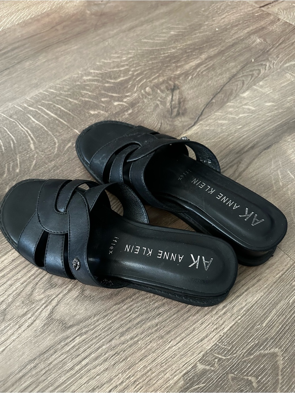 Anne Klein Black Slip-On Mule Sandals